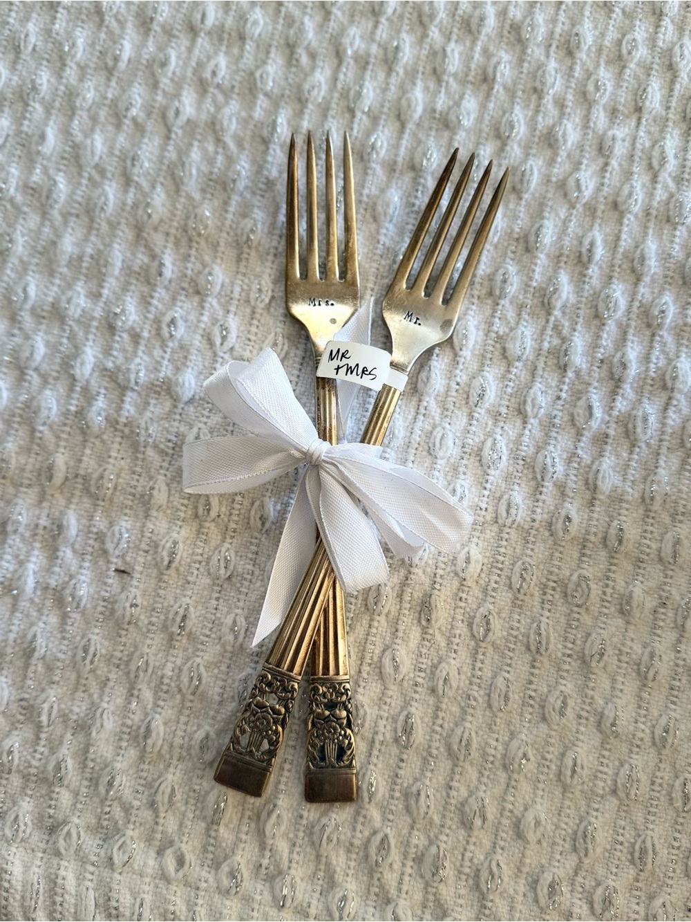 Vintage Oneida “coronation” community plate forks stamped Mr and Mrs
